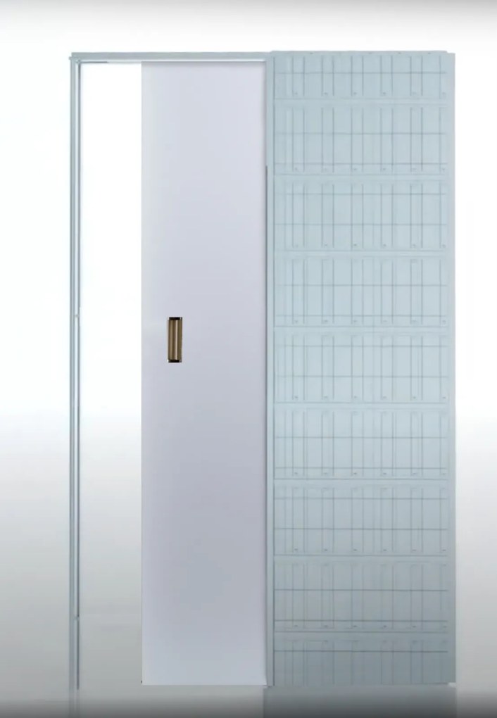 Usa glisanta HDF incastrata in perete - Colectia Basic 700 x 2000, 715 x 2020, Folie Decor, 1600 x 2100, Set maner + broasca cu cioc, Alb