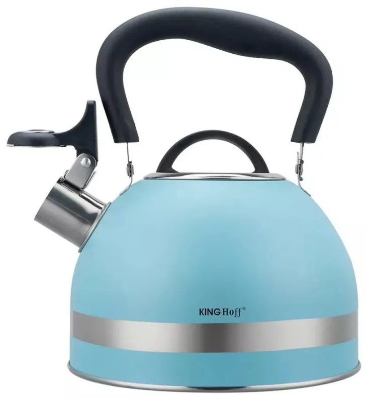 Ceainic cu fluier Kinghoff KH 1857, 1.8 l, Inductie, Maner izolat termic, Albastru