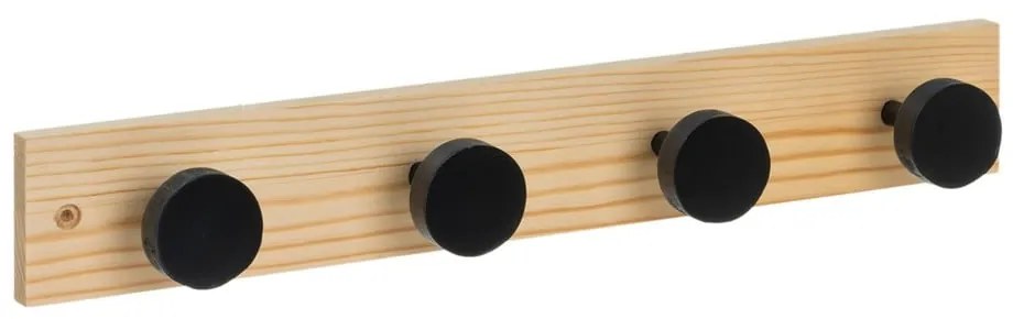 Cuier de perete negru-în culoare naturală din lemn de pin 40 cm Anillos – Casa Selección