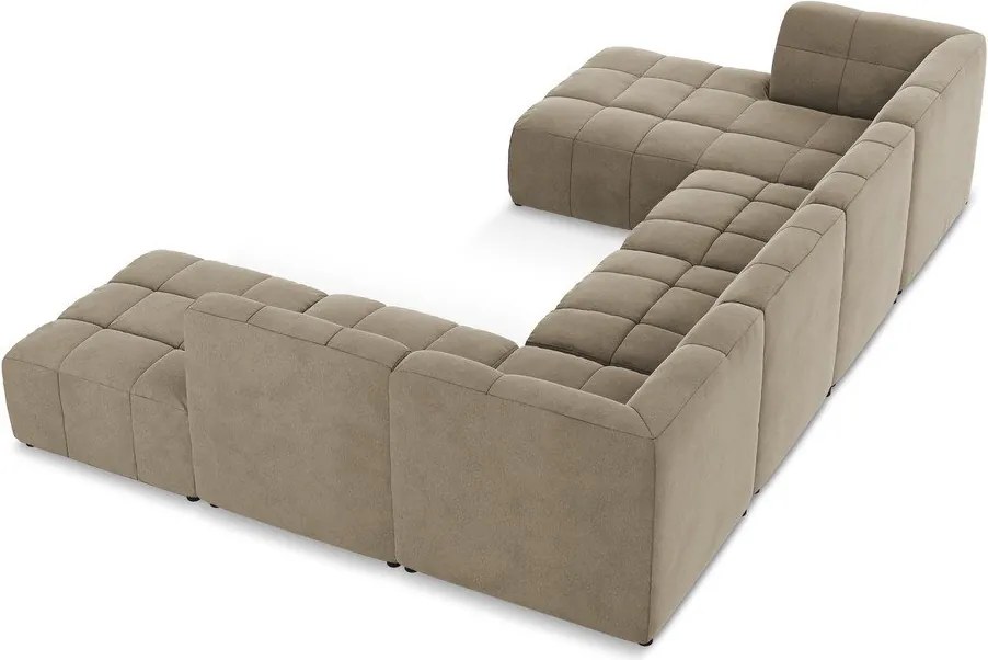 Colțar maro cu tapițerie din catifea (în formă de "U") Aloha – Makamii