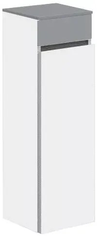 Dulap baie inalt suspendat, Memento Villeroy&amp;Boch, parte superioara din sticla, balamale dreapta, 81x26x27cm, alb/gri, C78201MT