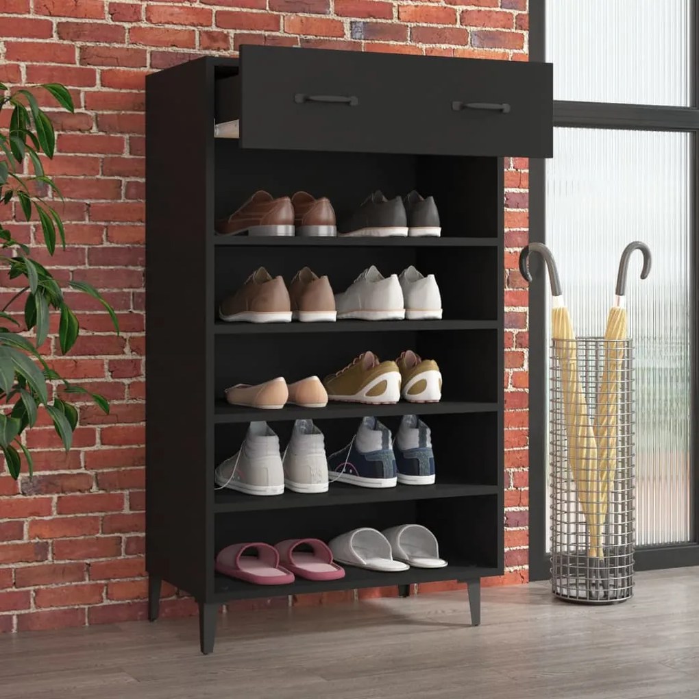 Pantofar, negru, 60x35x105 cm, lemn compozit 1, Negru