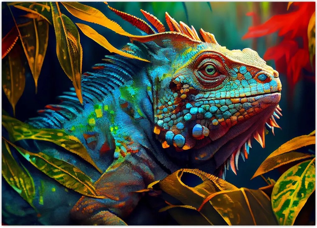 Tablou - Iguana colorată (70x50 cm)