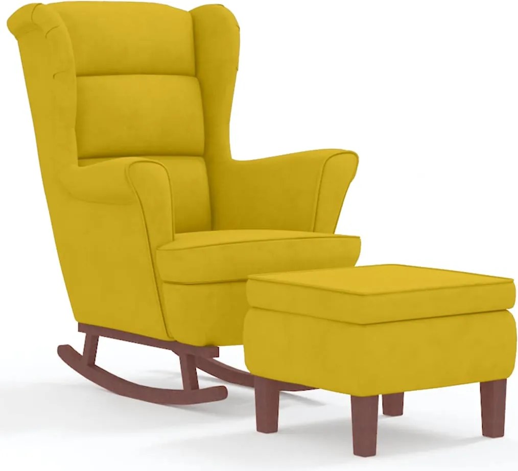 vidaXL Balansoar cu spătar din catifea galbenă și lemn masiv