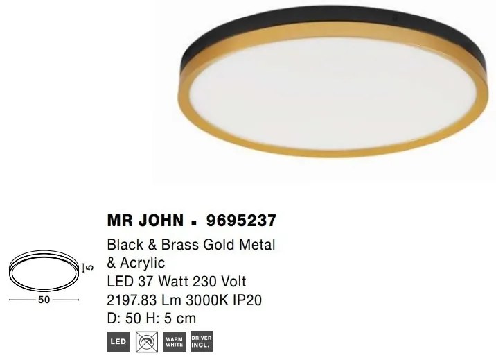 Plafoniera moderna LED MR JOHN, diametru 50cm