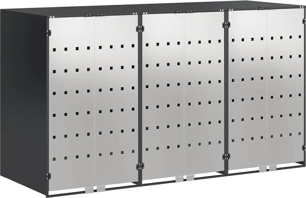 vidaXL Depozitare pentru 3 pubele Wheelie 340 x 77.5 x 115.5 cm Oțel