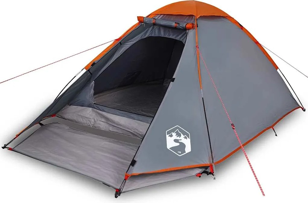 vidaXL Cort de camping pentru 2 persoane, gri/portocaliu, impermeabil