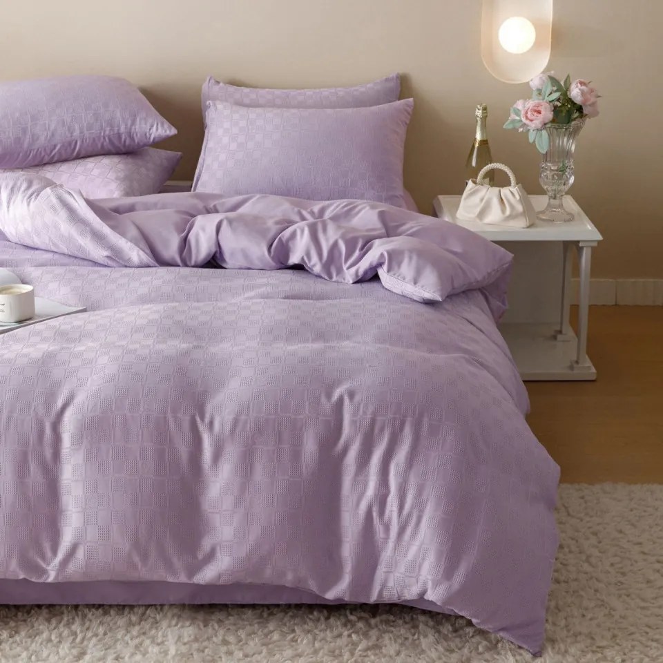 Lenjerie de pat, bumbac tip jacquard finetat, lila, 6 piese, Jo-Jo Home, JJ-04