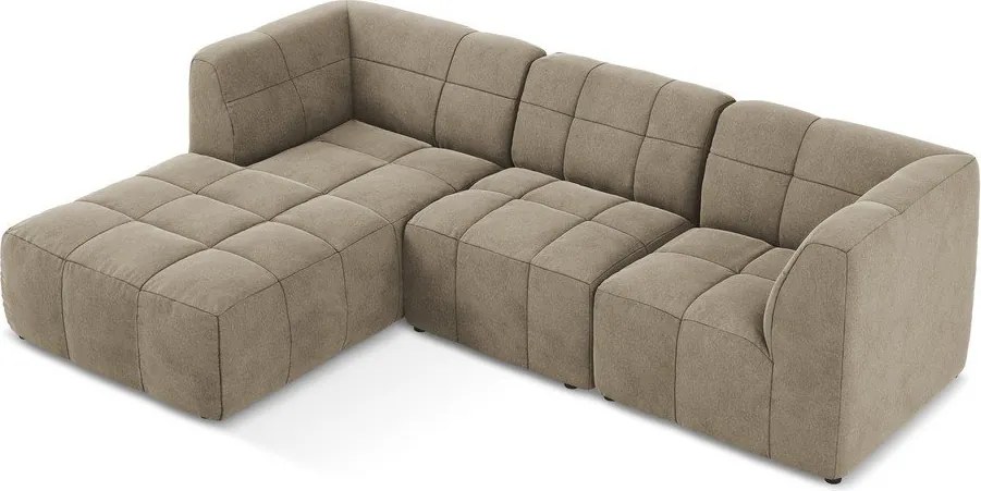 Colțar maro cu tapițerie din catifea (cu colț pe partea stângă/cu șezlong) Aloha – Makamii