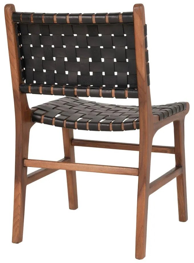 Scaune de dining negre/maro 2 buc. lemn masiv de tec Perugia – House Nordic