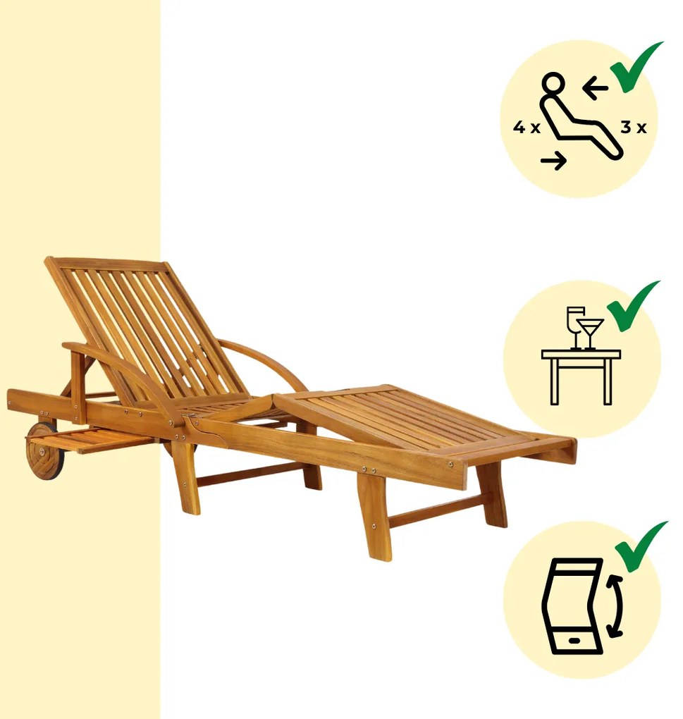 Șezlong de grădină TAMI SUN, 195,5x69x85cm, natur maro Jurhan