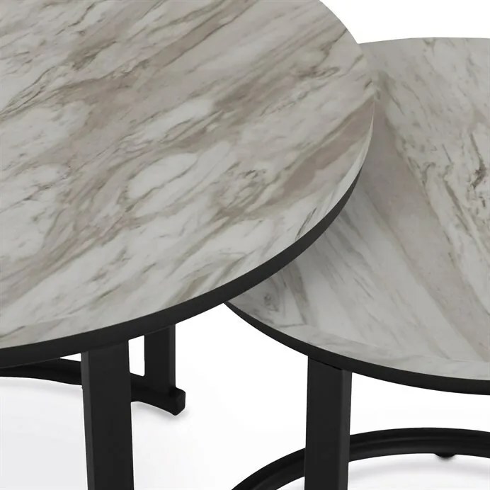 Set de măsuțe de conferință, marmură albă, 2 buc.