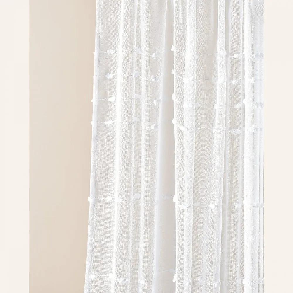 Perdea albă de înaltă calitate Marisa cu bandă de agățat 200 x 250 cm