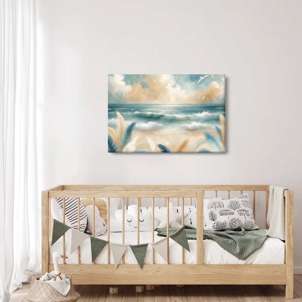 Tablou – Plajă pictată în culori delicate (90x60 cm)
