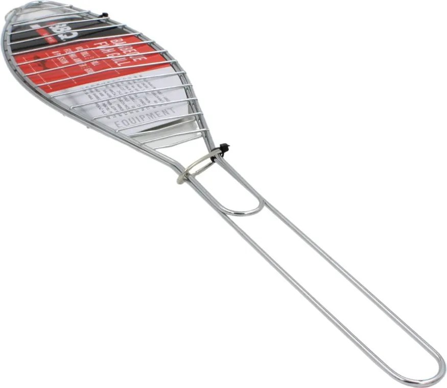 Gril pliabil pentru pește, 42x9 cm, suport metalic cromat, design practic pentru gătire uniformă, BBQ