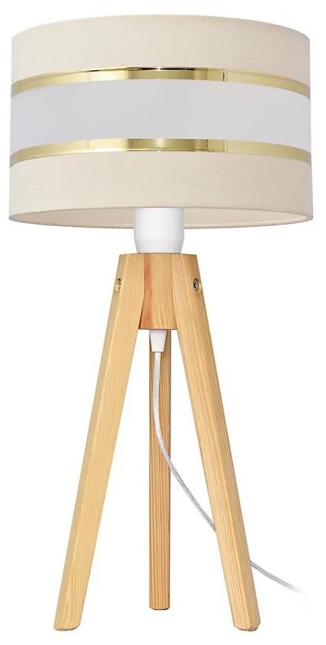 Lampă de masă HELEN 1xE27/15W/230V crem/auriu/pin