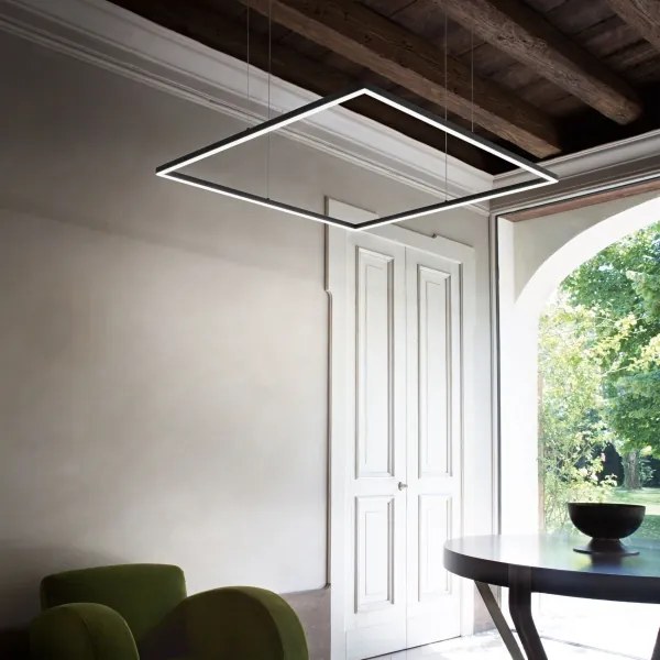 Ideal Lux - Lustră suspendată ORACLE SLIM LED/53W/230V 3000K 90x90 cm, neagră
