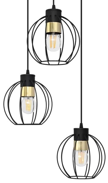 Lustră pe cablu STARLIGHT 3xE27/15W/230V neagră/aurie