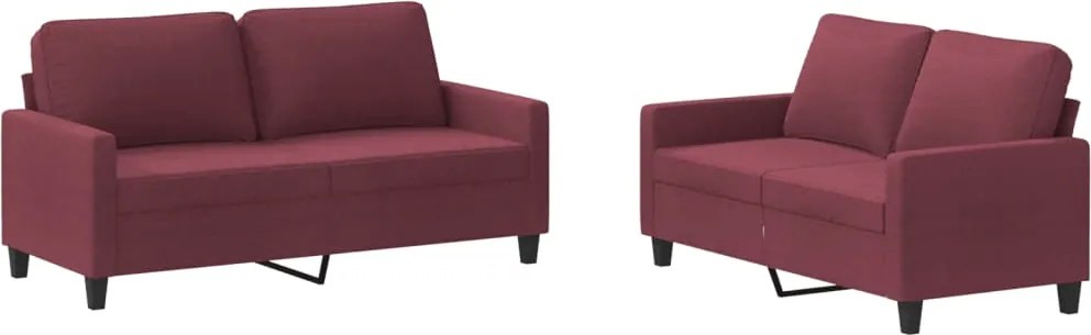 vidaXL Set canapea cu perne, 2 piese, roșu vin, material textil