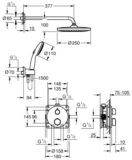 GROHE 34883000 - Sistem de duș PRECISION VITALIO START 250, crom lucios