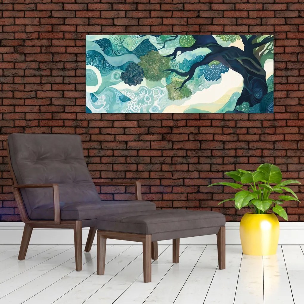 Tablou – Coroană verde a arborelui vieții (120x50 cm)