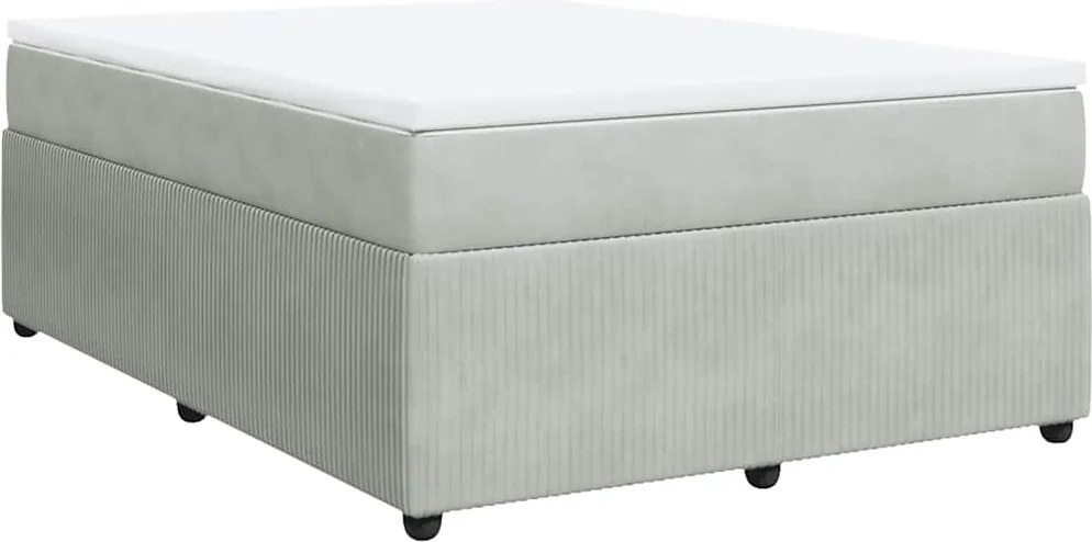 vidaXL Pat box spring cu saltea, gri deschis, 140x190 cm, catifea