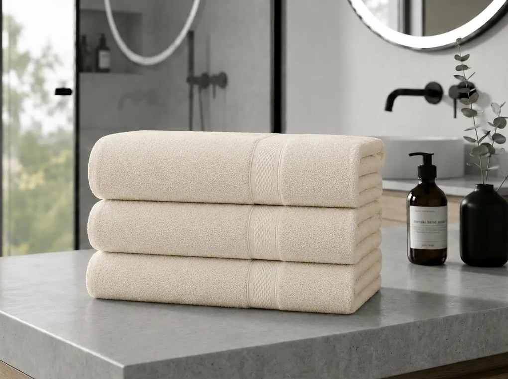 Prosop CLARYSSE ELEGANCE 70x140 cm crem, 100% bumbac