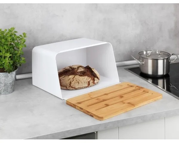 WENKO 54099100 - Cutie pentru pâine KUBO, 35 x 26,5 cm, alb/maro