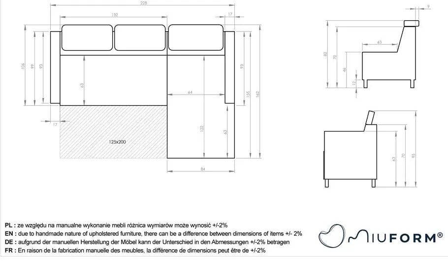 Colțar roz deschis extensibil cu tapițerie din catifea (cu colț pe partea stângă ) Sweet Harmony – Miuform