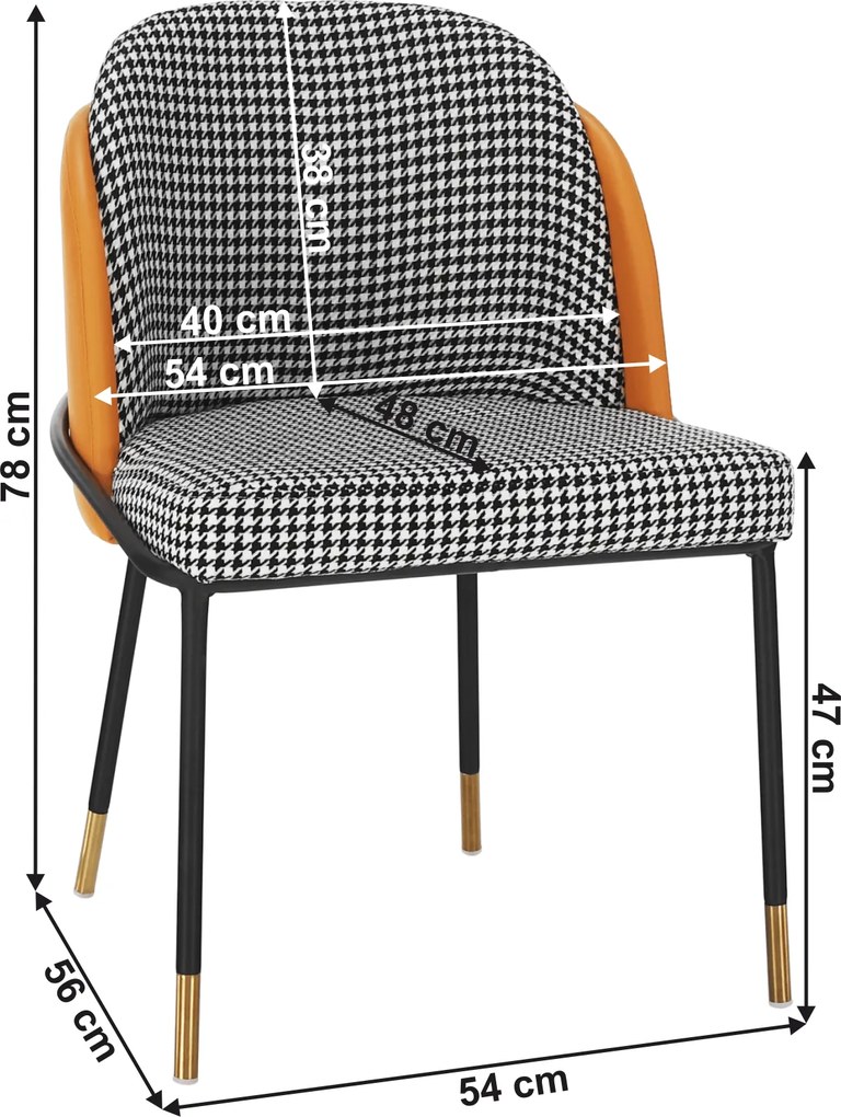 Scaun de luat masa, model alb-negru / piele ecologică camel, KIRNA