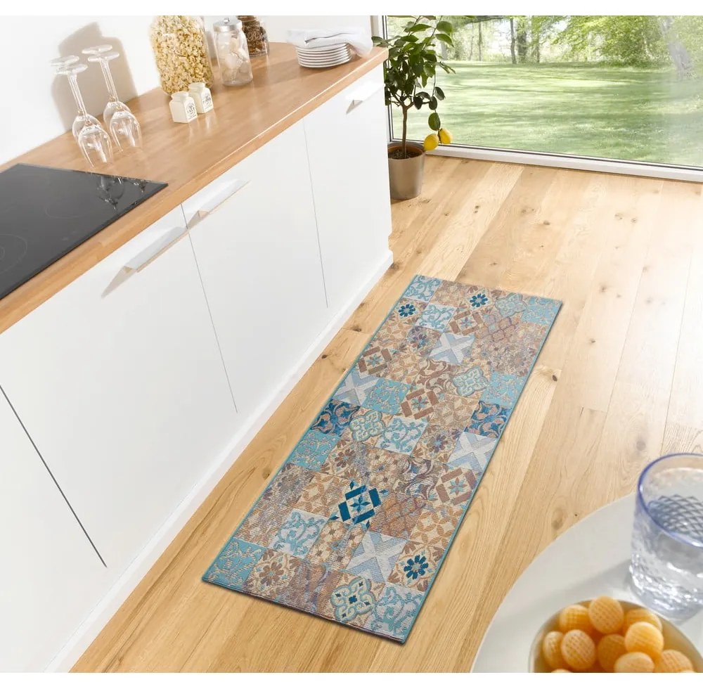 Covor albastru de tip traversă 75x150 cm Cappuccino Mosaik – Hanse Home