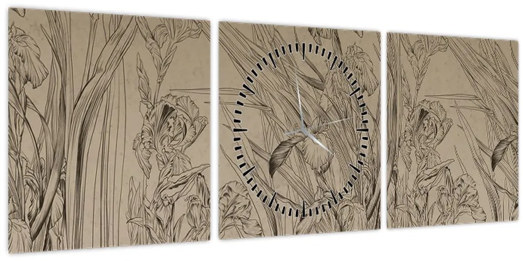 Tablou - Contururile plantelor (cu ceas) (90x30 cm)