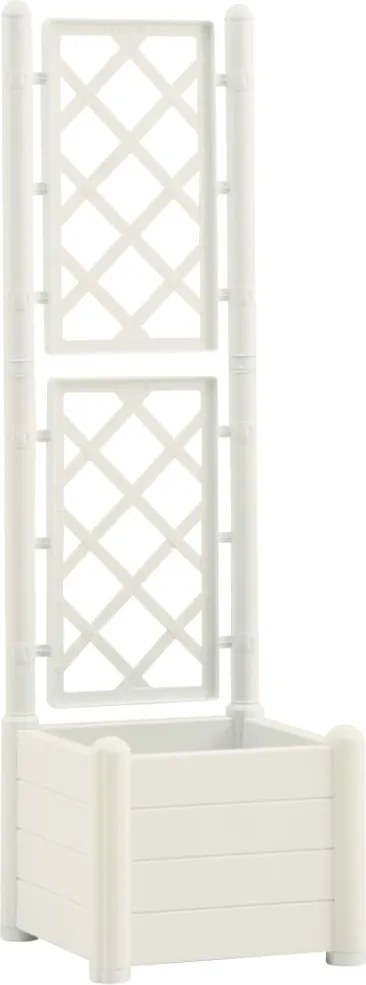 vidaXL Jardinieră de grădină cu spalier, alb, 43x43x142 cm, PP