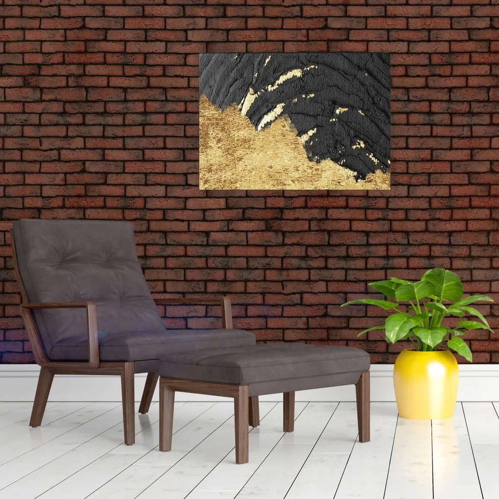 Tablou pe sticlă - Structura de aur N⁰1 (70x50 cm)