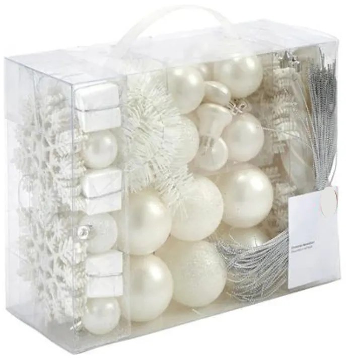 Set 80 de globuri albe, decoratiuni de Craciun