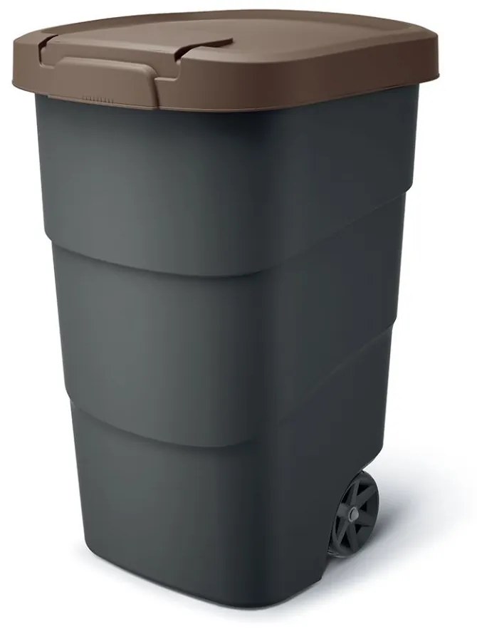 Container de gradina cu roti rezistente 110 l, maro/antracit