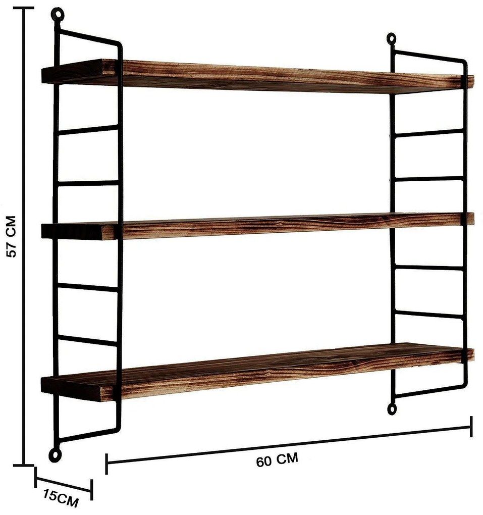 Raft decorativ de perete Duvelo 6 (Nuc + negru) . 1093672