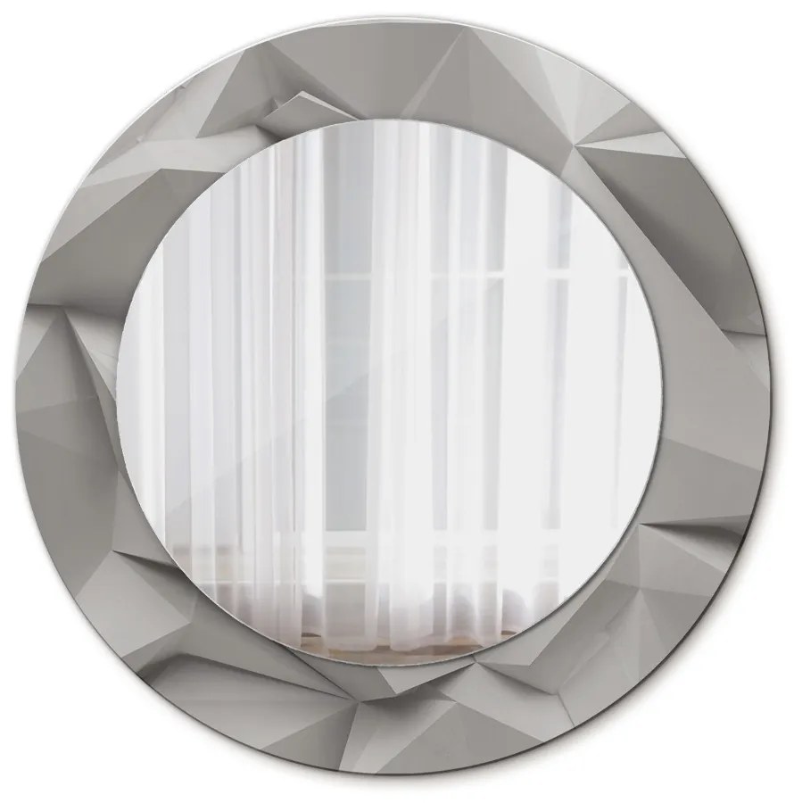 Oglinda rotunda imprimata Cristal alb abstract
