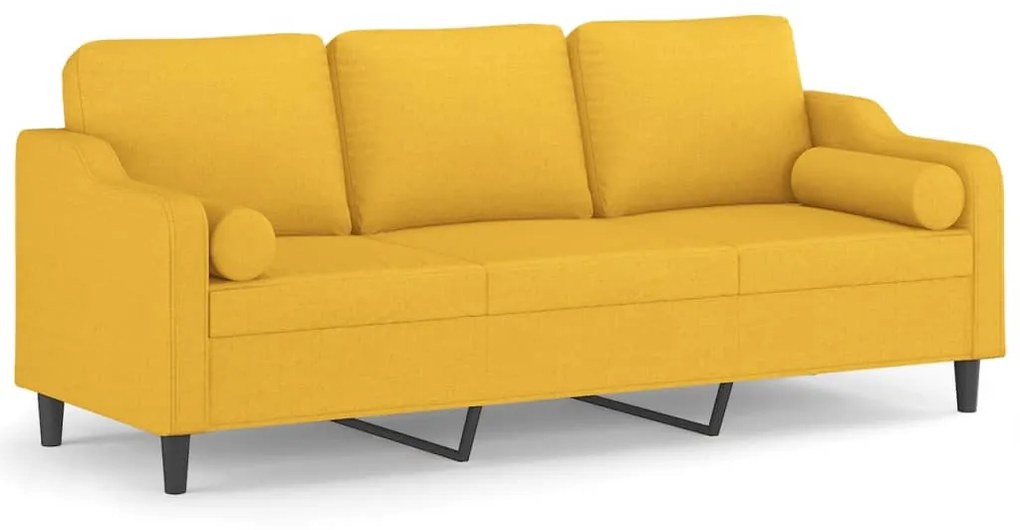 3153044 vidaXL Canapea 3 locuri cu perne&pernuțe galben deschis 210 cm textil