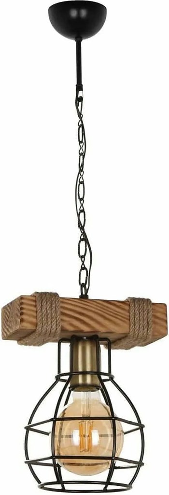Lustra TULAY 6072, negru/stejar, lemn/metal, 14x70 cm