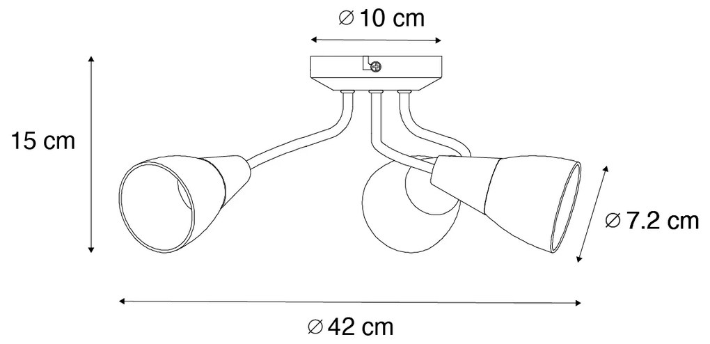 Plafoniera clasică cu spoturi aurie cu sticlă mată rotundă cu 3 lumini - Madi