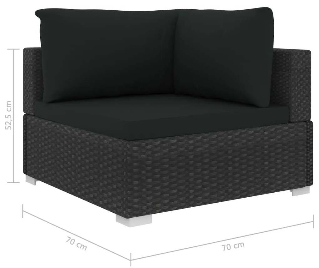 Set mobilier de gradina cu perne, 12 piese, negru, poliratan Negru, 12