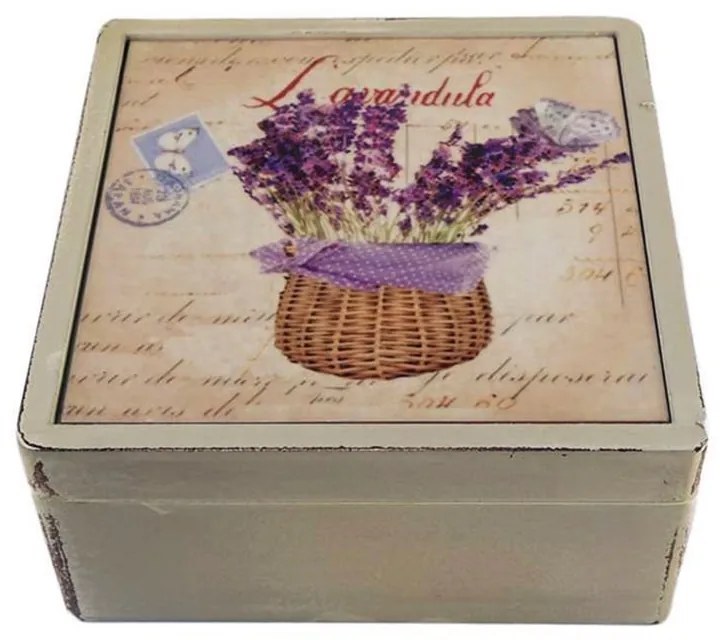 Cutie bijuterii LAVANDE, 16x16x7cm, Lemn