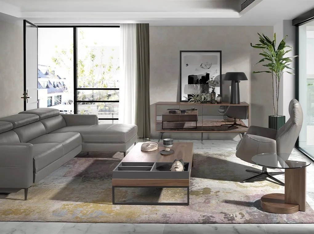 Fotoliu pivotant, rabatabil tapitat cu piele George