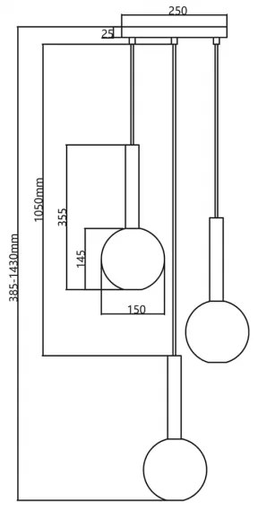 Lustră pe cablu NIKO 3xG9/9W/230V negru