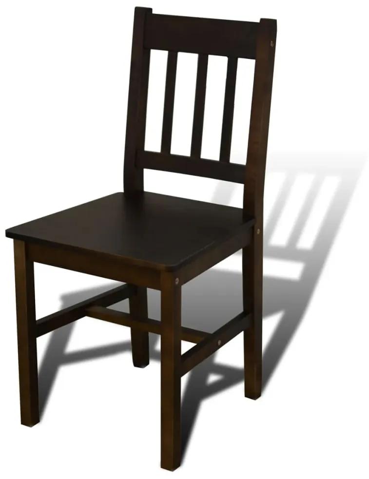 Masa de sufragerie din lemn cu 4 scaune, maro Maro inchis, 5