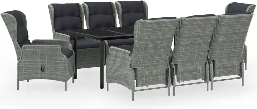 vidaXL Set mobilier de grădină, 9 piese, gri deschis