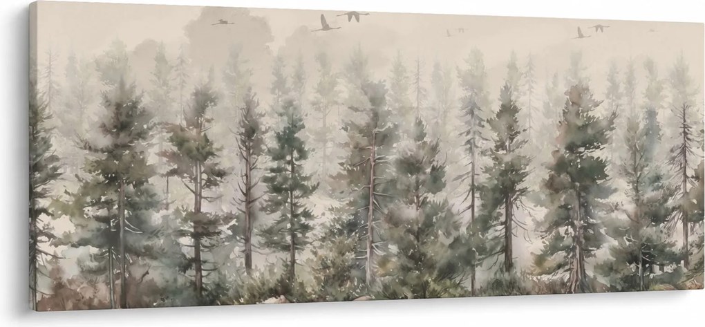 Tablou - Pădurea de pini I., aquarel (120x50 cm)