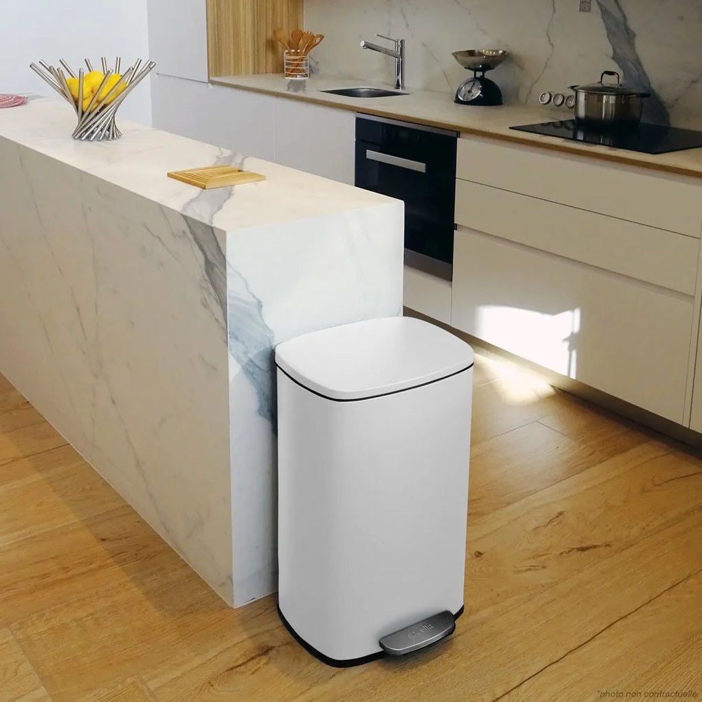 Coș de gunoi cu pedală soft-close Spirella Akira 50 l, alb mat, 50 l