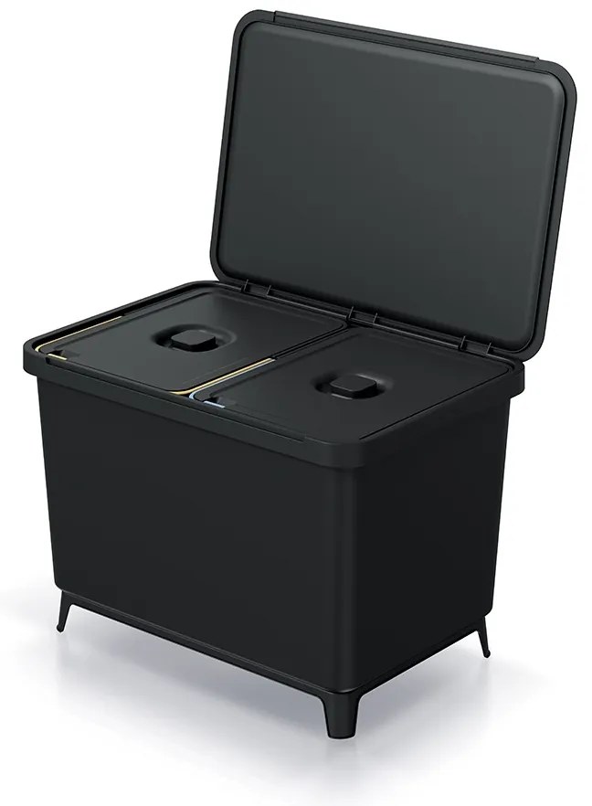 Coș de gunoi, 2 x 23 l, negru